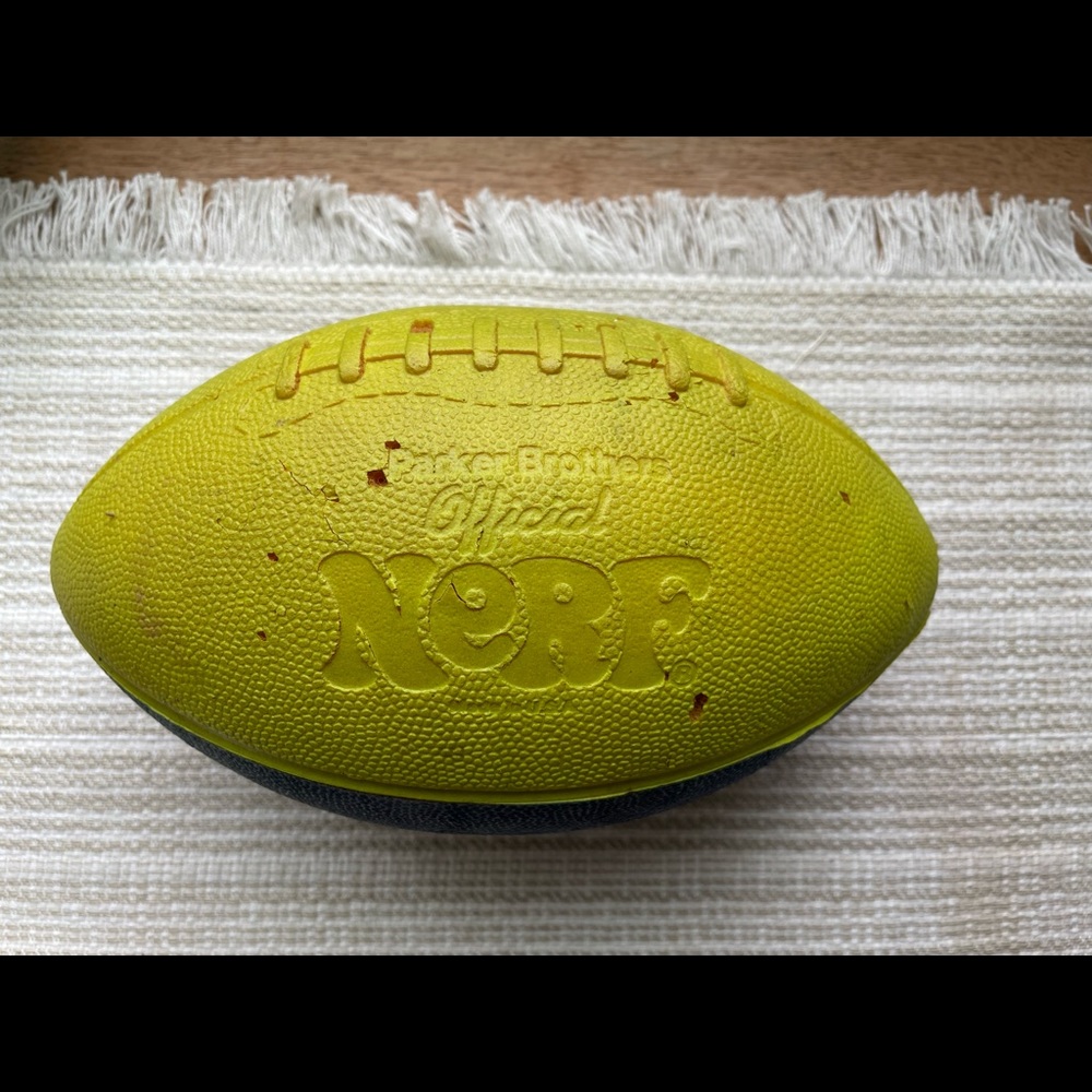 Vintage Nerf football. Blue and yellow